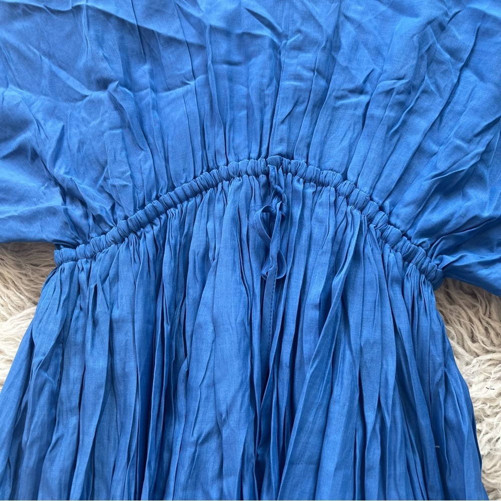 Mustard Seed 'English Blue' wide sleeve front tie v-neck chain dress - Picture 3 of 7